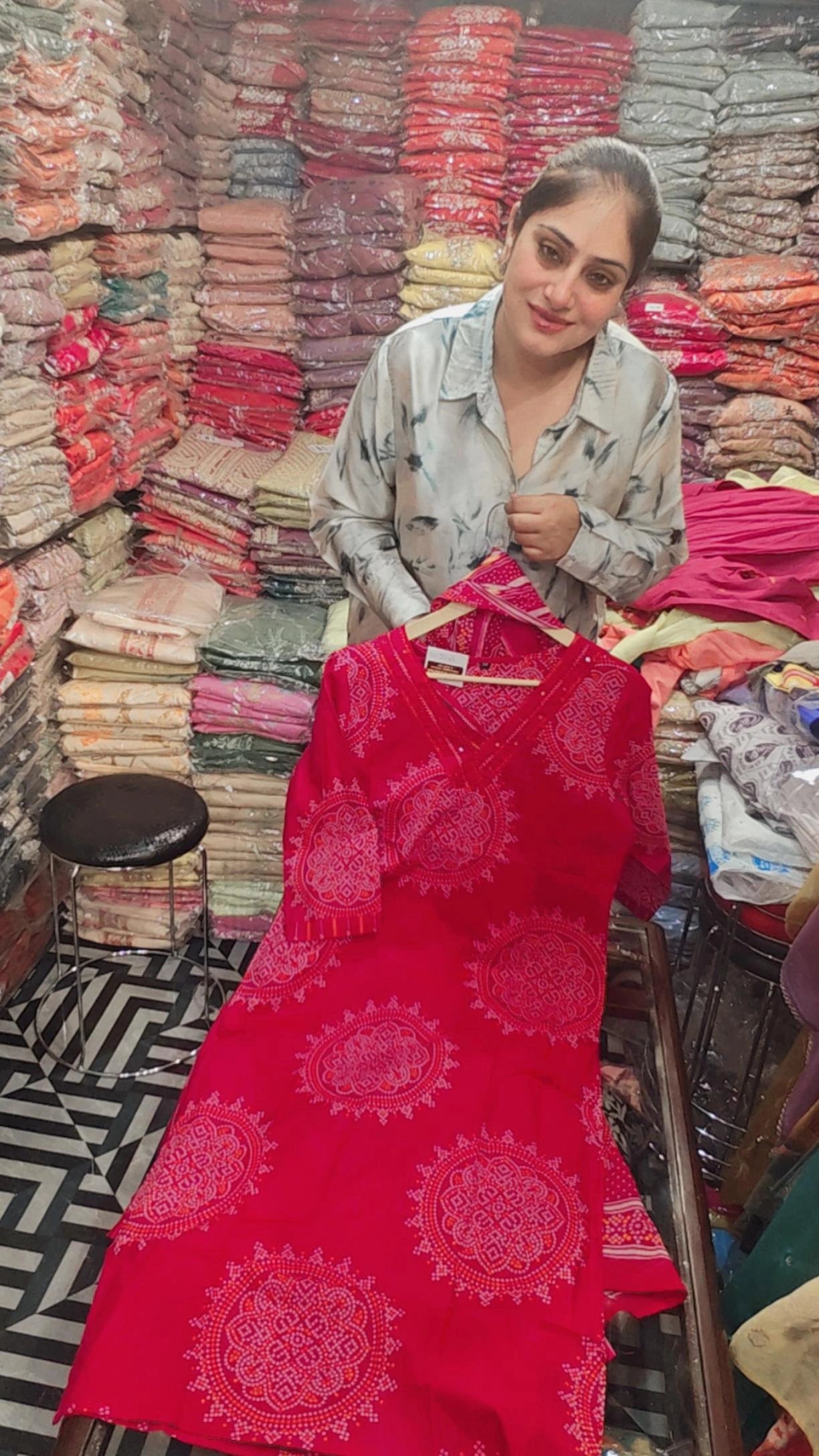 Rani Pink Cotton Printed Suit Set with Dupatta for Women | Elegant Ethnic Wear