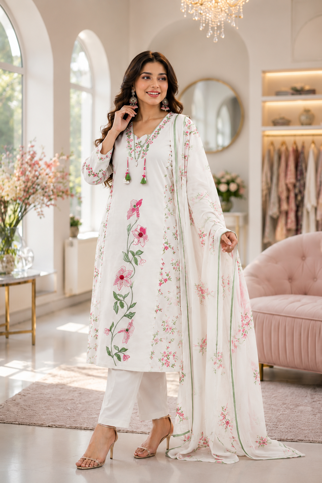 Floral Printed Cotton Suit Set with Dupatta for Women | Elegant Ethnic Wear