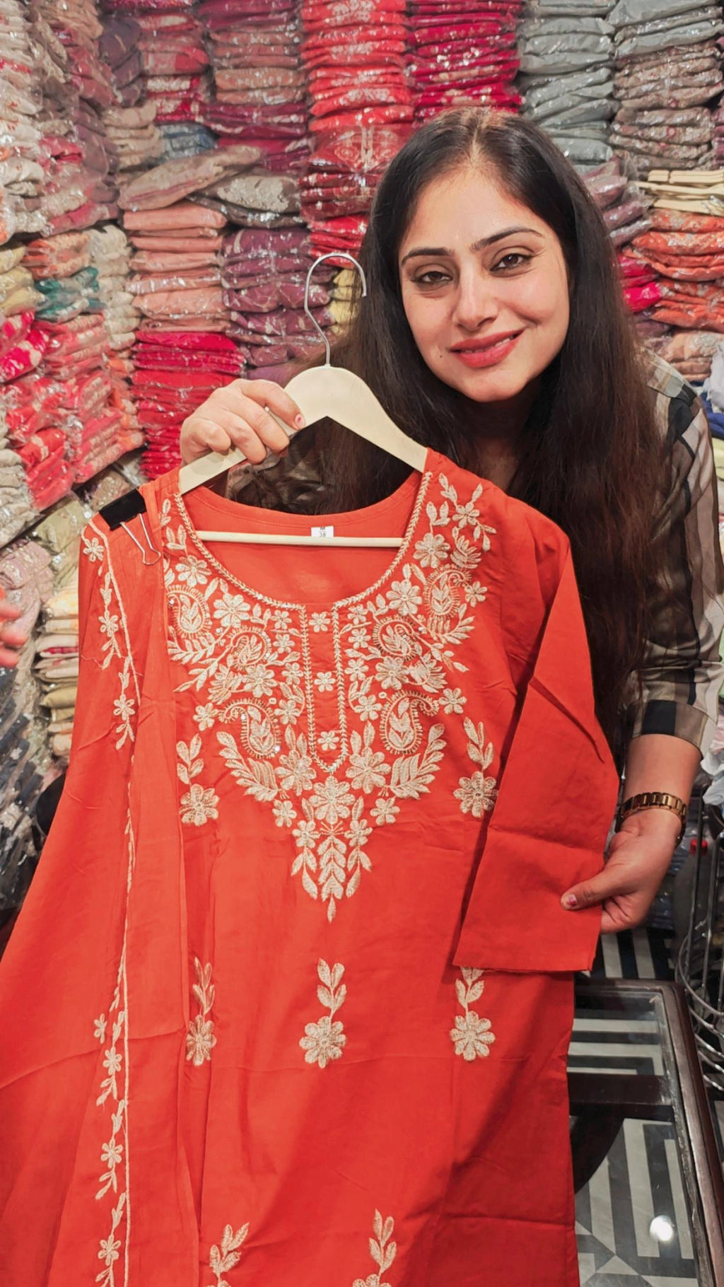 Burnt Orange Embroidered Kurta Pant Dupatta Set for Women | Festive & Ethnic Wear by Label Blessings