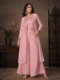 Blush Pink Indo-Western Handwork Co-Ord Set with Crop Top & Palazzo